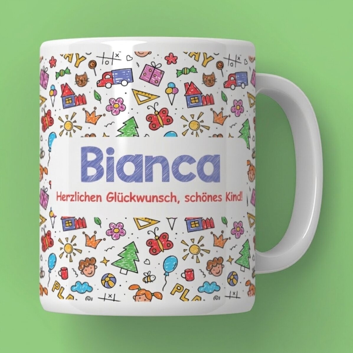 Personalisierte Tasse mit Botschaft – Kindertag