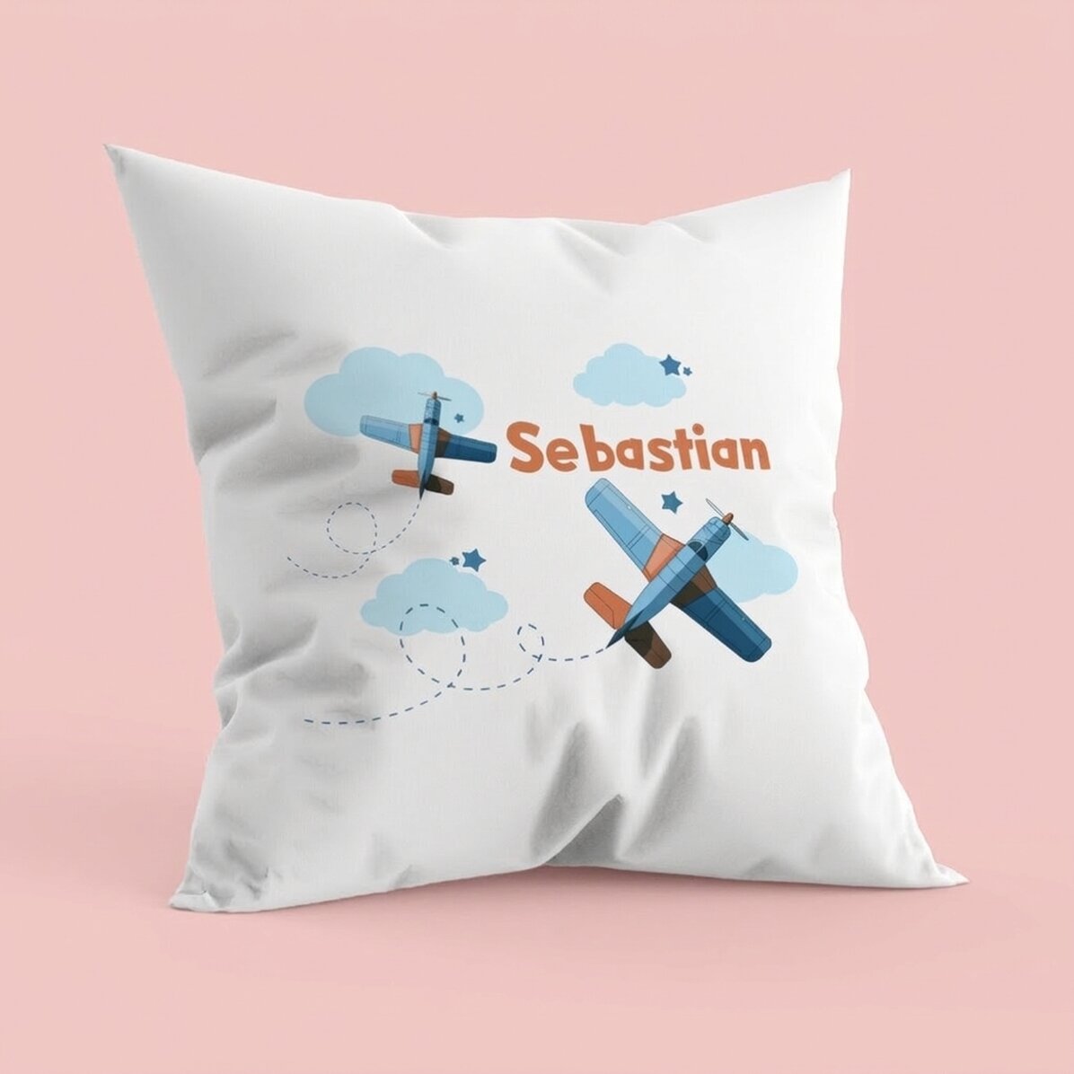 Personalisiertes Kissen mit Schriftzug – Flugzeuge