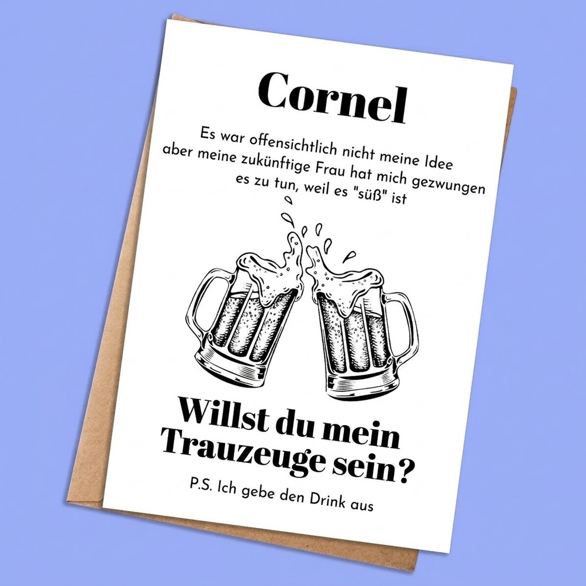Individuell gestaltete Karte mit Text – Einladung für den Trauzeugen