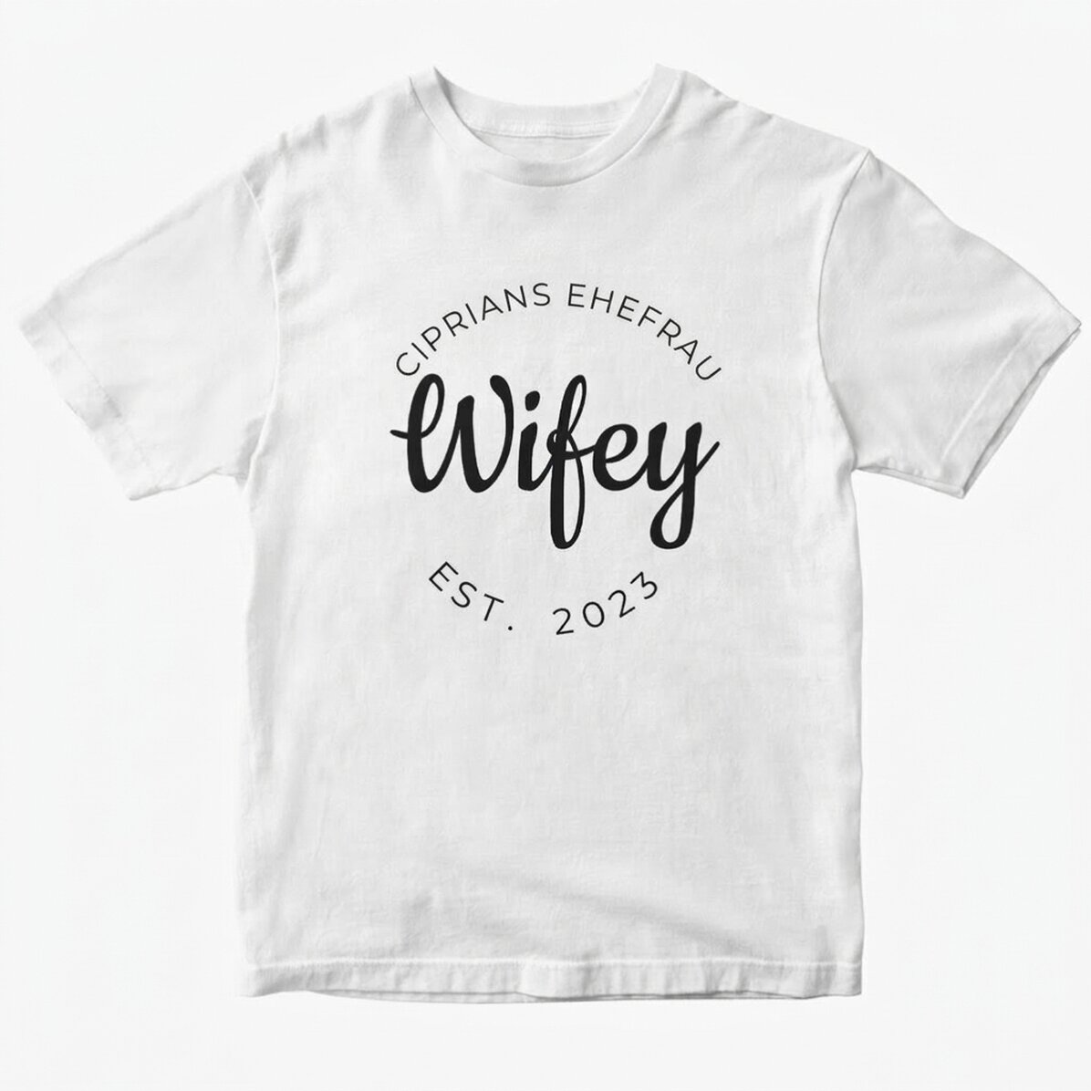 Personalisiertes Baumwoll-T-Shirt mit Aufdruck – Hubby & Wifey