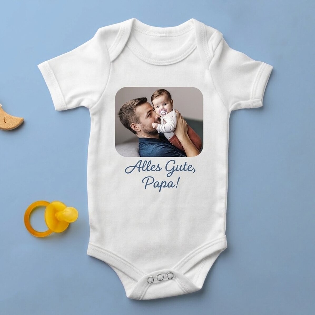 Personalisierter Baby-Body mit Foto und Text