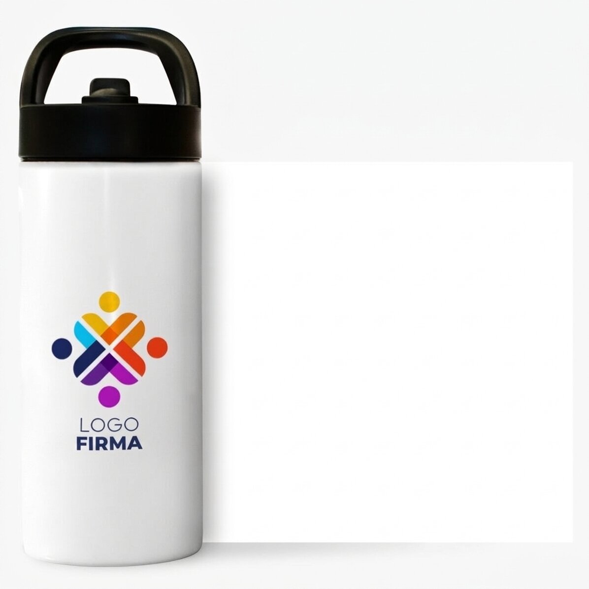 Thermoskanne mit Griff und personalisiertem Strohhalm mit Logo