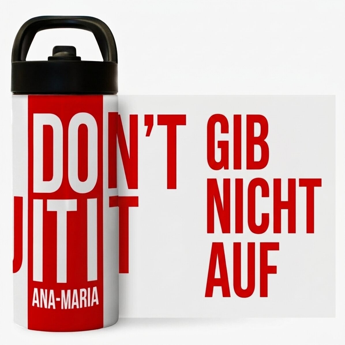 Thermosflasche mit Griff und personalisiertem Strohhalm mit Namen – „Don
