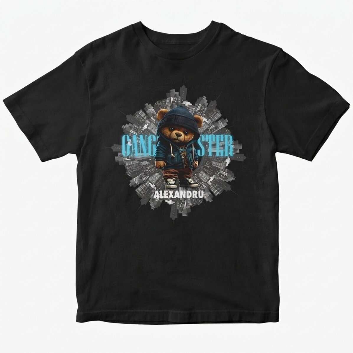 Personalisiertes Baumwoll-T-Shirt mit Aufdruck – Gangster