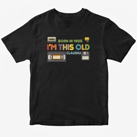 Personalisiertes Baumwoll-T-Shirt mit Aufdruck – „I'm this old“