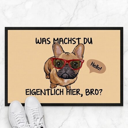 Individuell gestaltete Fußmatte mit Text – Lustiger Hund
