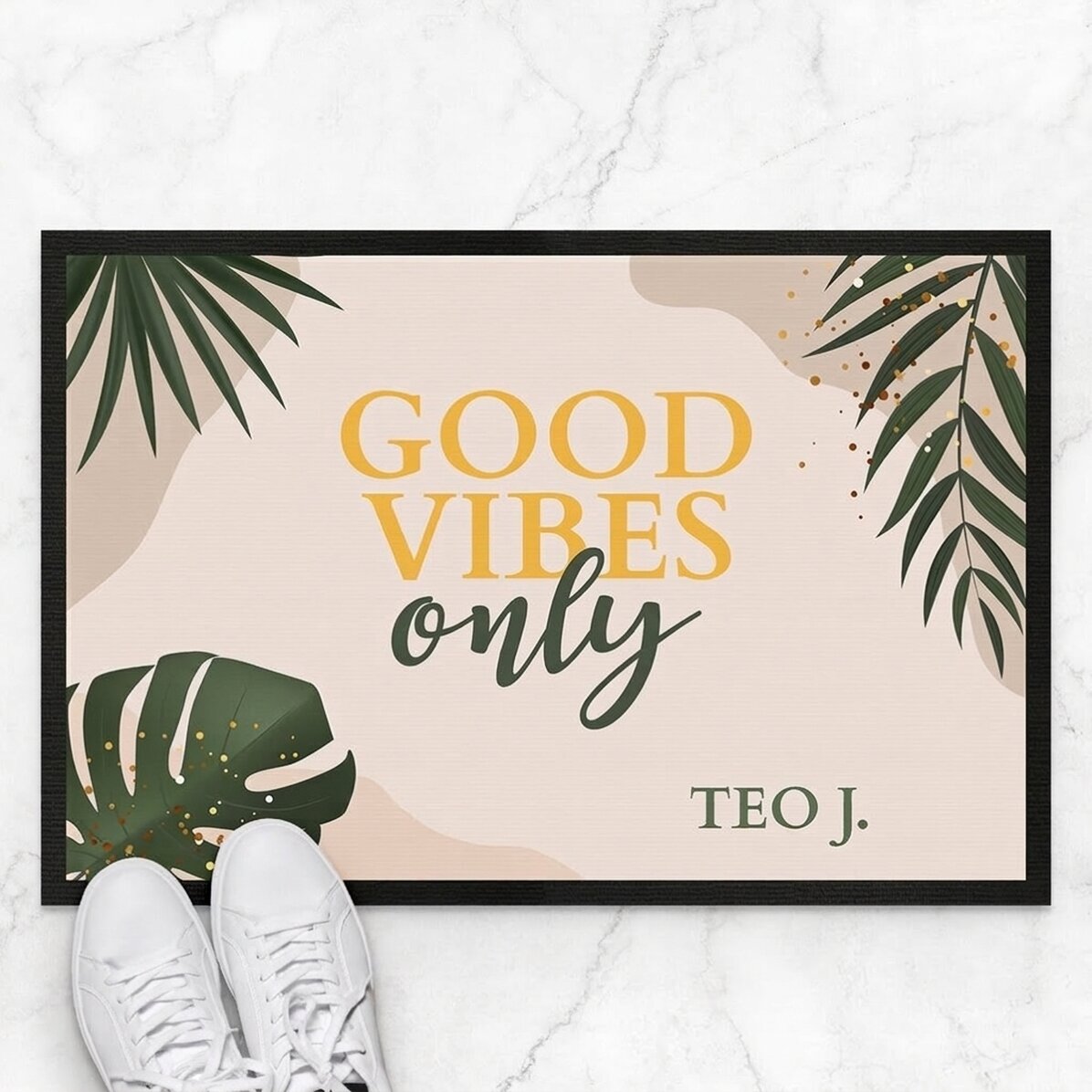 Individuell gestaltete Fußmatte mit Schriftzug – Good vibes