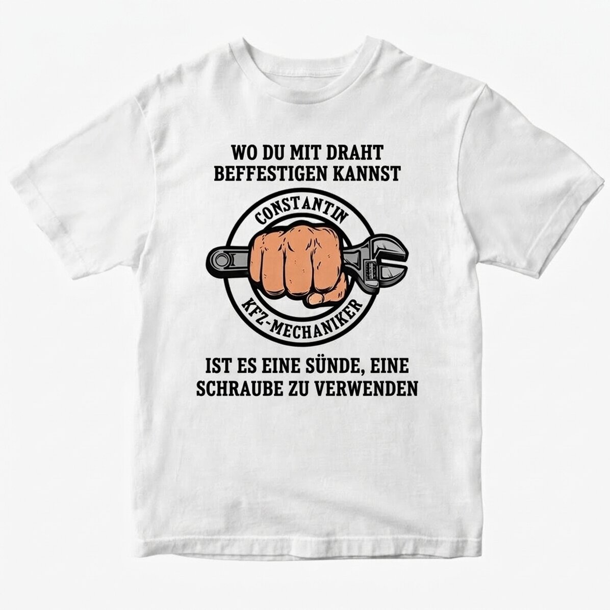 Personalisiertes Baumwoll-T-Shirt mit Aufdruck – Mechaniker