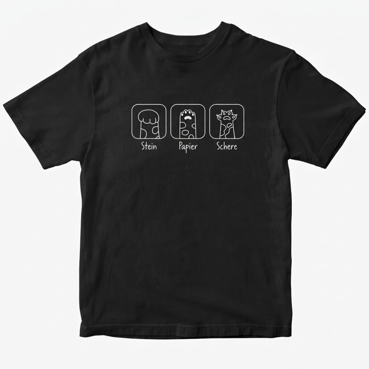 Personalisiertes Baumwoll-T-Shirt mit Aufdruck – Rock, Paper, Scissors