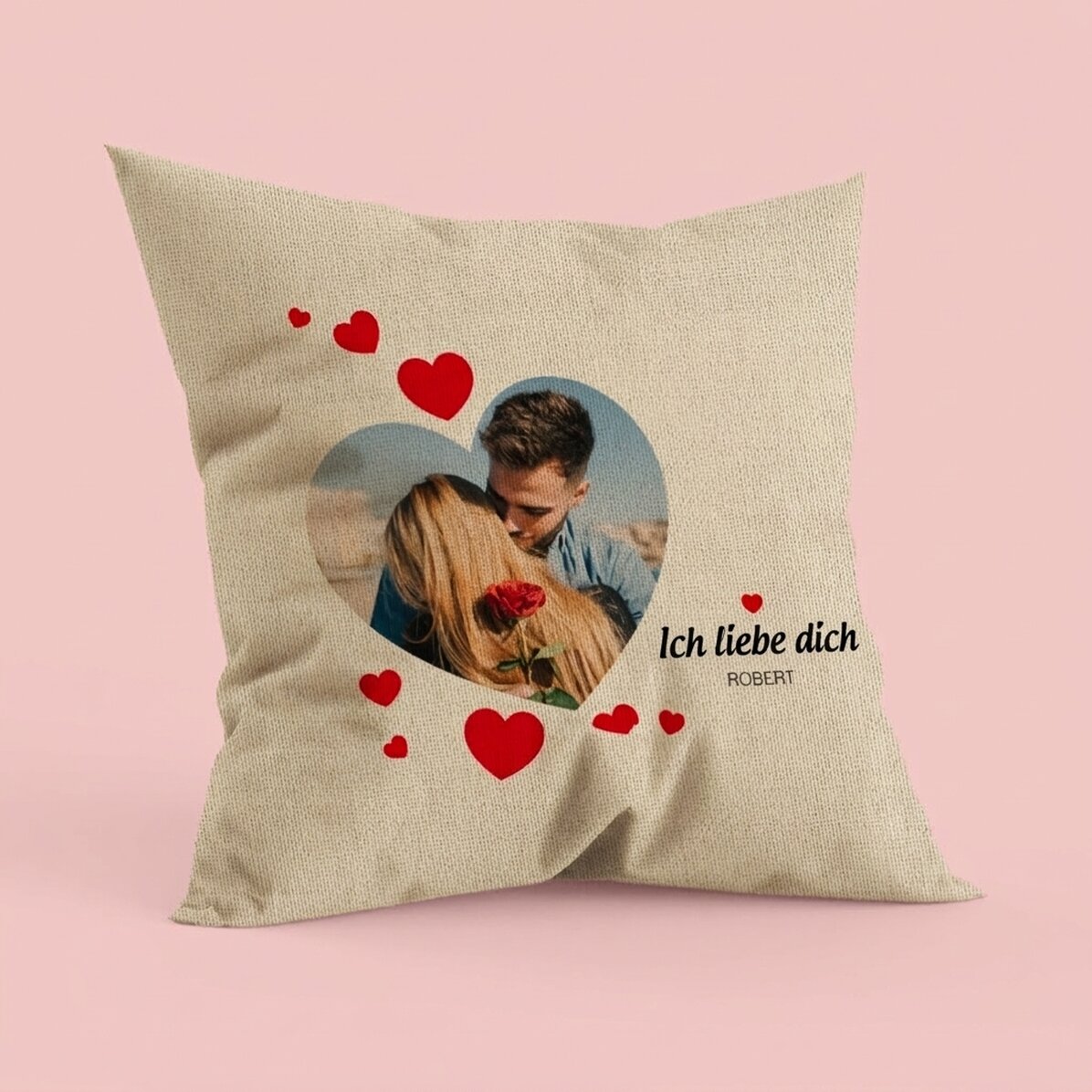 Personalisiertes Kissen mit Foto – P.S. I love you – In