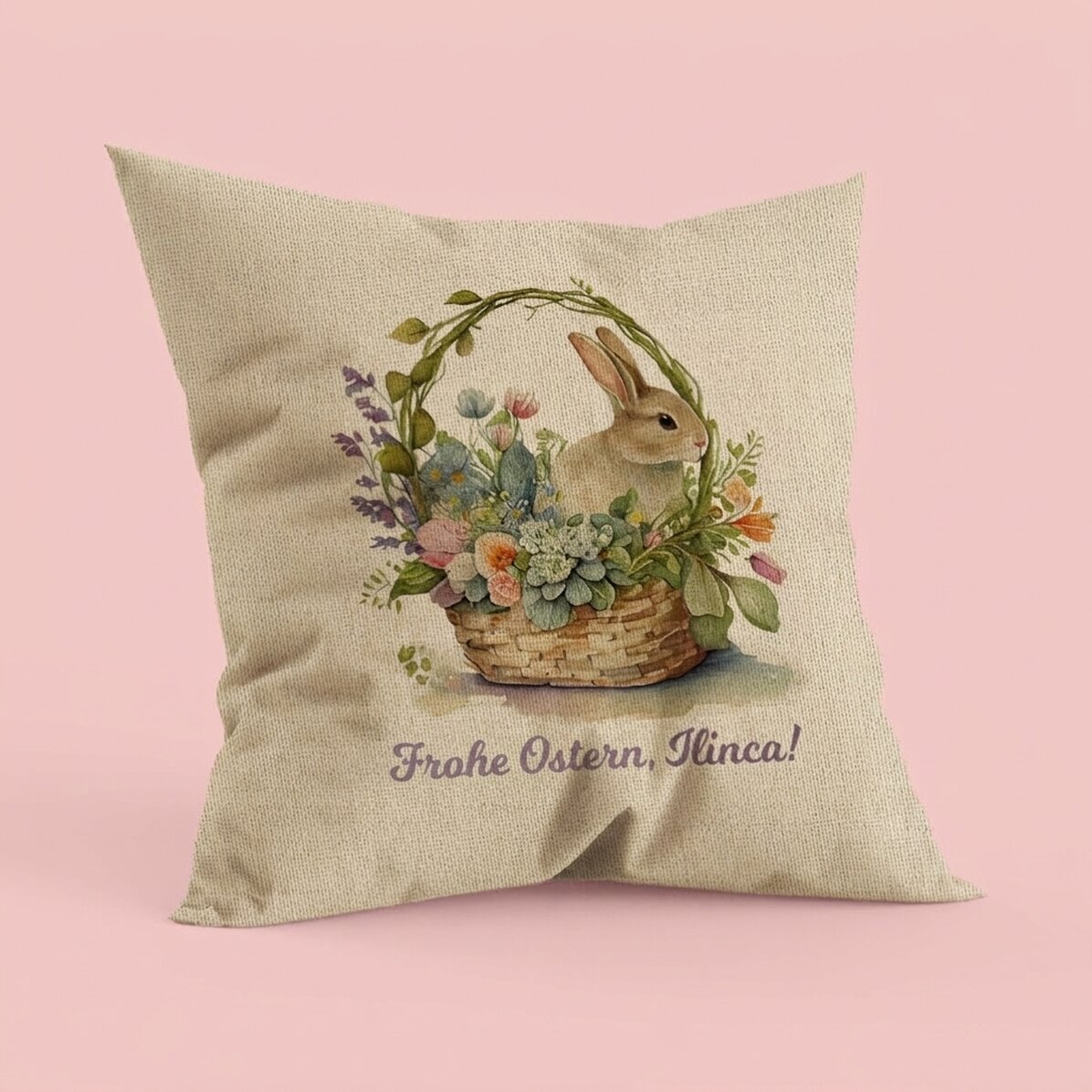 Personalisiertes Kissen mit Aufdruck – Frohe Ostern – In