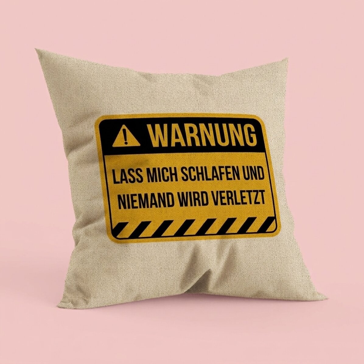 Personalisiertes Kissen mit Text – Warnhinweis – In