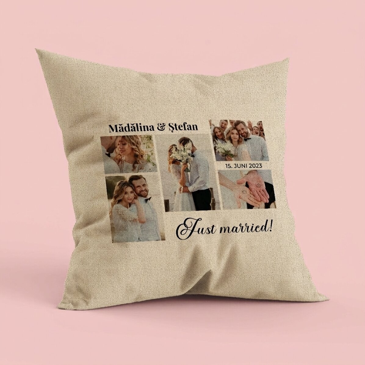 Personalisiertes Kissen mit 5 Fotos und Text – Memories – In
