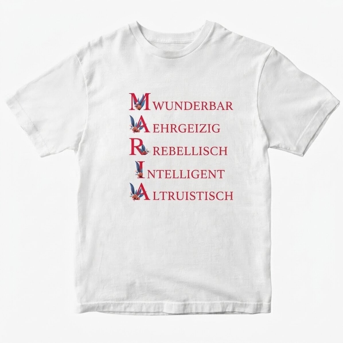 Personalisiertes Baumwoll-T-Shirt mit Aufdruck – Maria