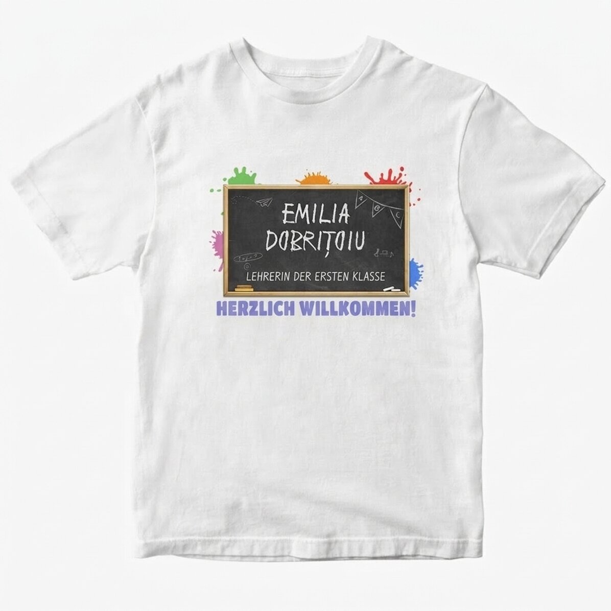 Personalisiertes Baumwoll-T-Shirt mit Aufdruck – Lehrerin