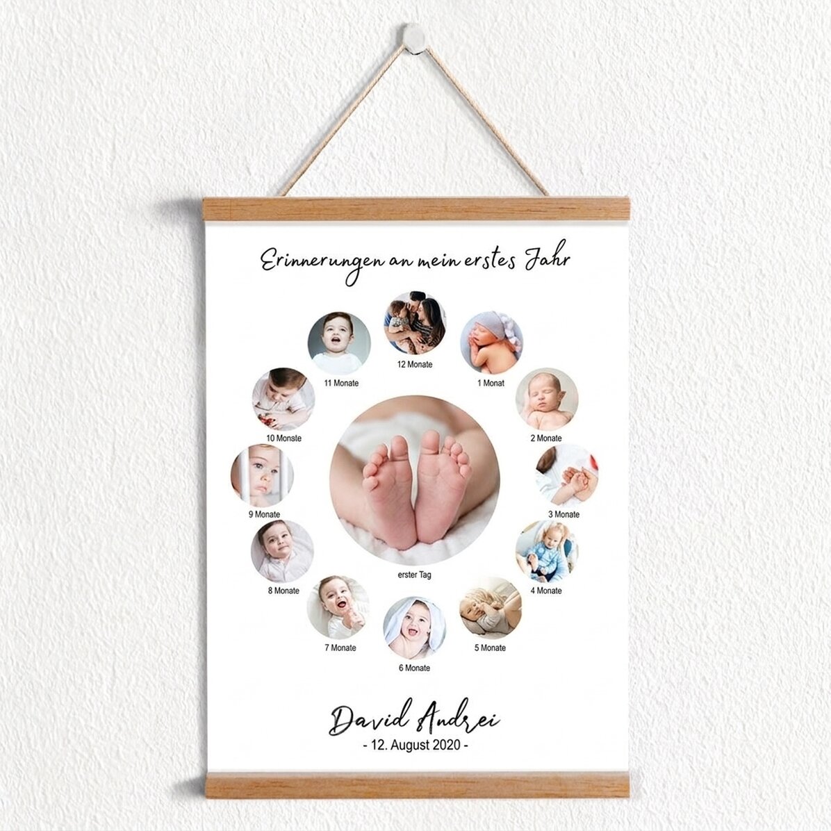 Individuell gestaltetes Poster mit Text und 13 Fotos – Ein Jahr voller Glück