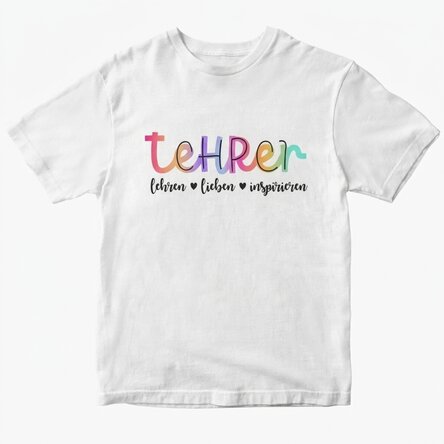 Personalisiertes Baumwoll-T-Shirt mit Aufdruck – Teach, love, inspire