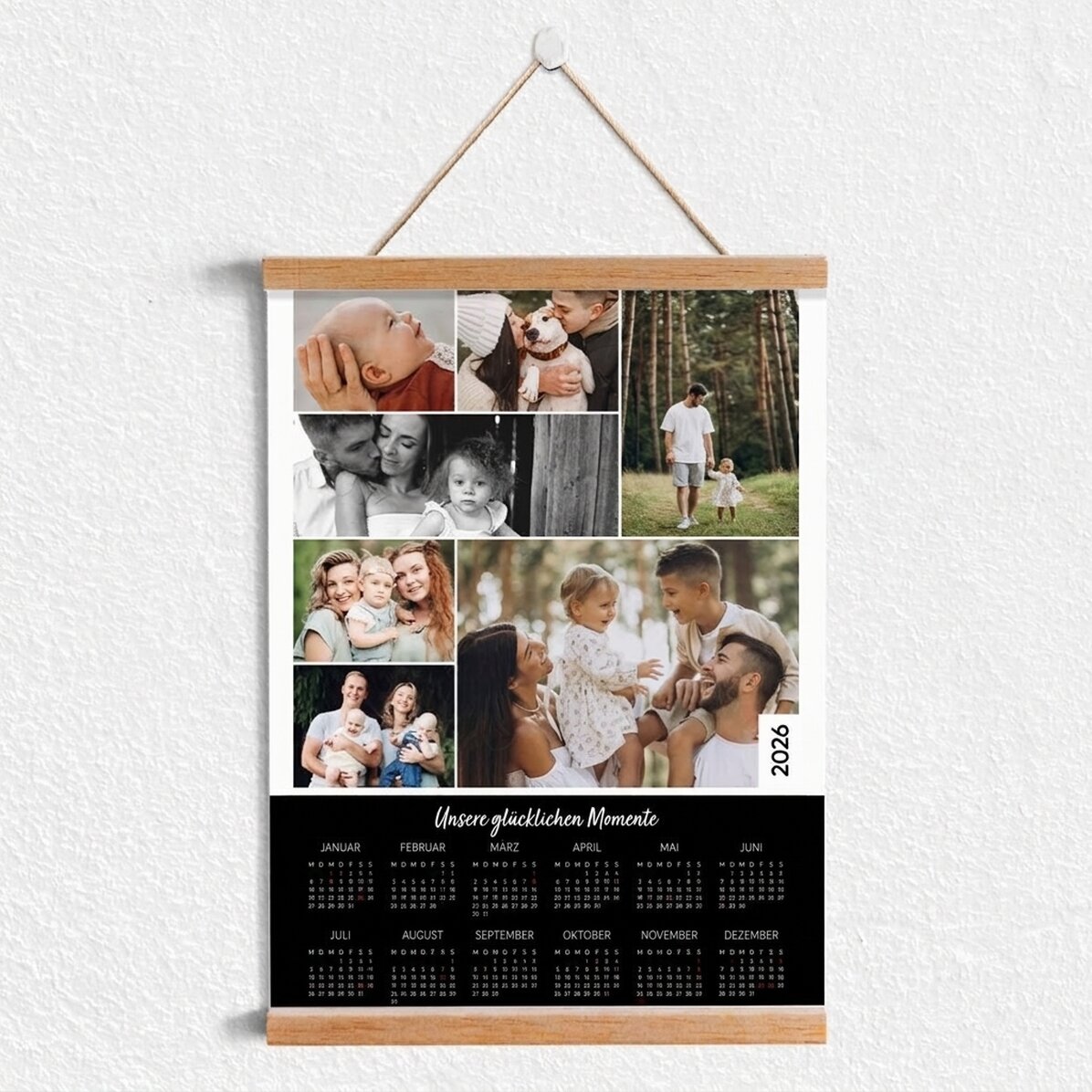 Personalisiertes Kalenderposter mit Aufhänger, 7 Fotos und Text