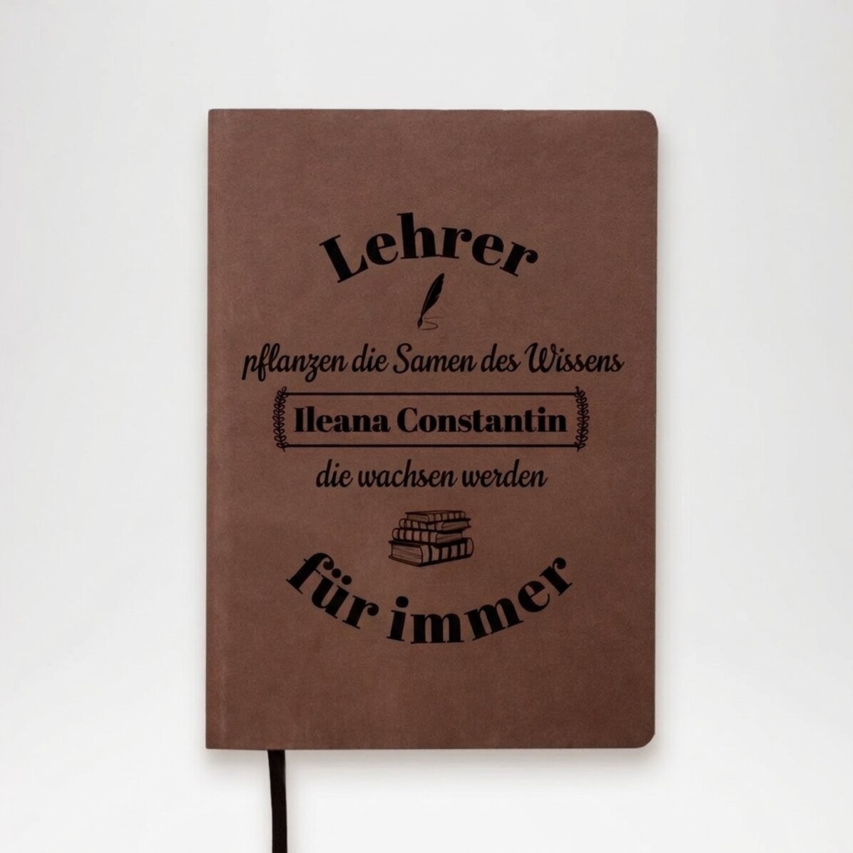 Personalisierter Leder-Terminkalender mit Namensgravur für Lehrer – Die Samen des Wissens