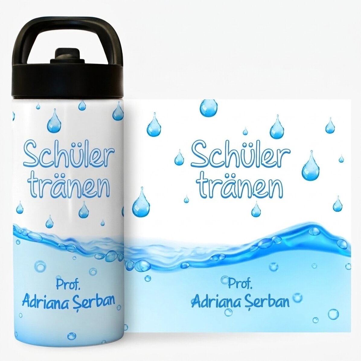 Thermoskanne mit Griff und personalisiertem Strohhalm mit Namen – Die Tränen der Schüler