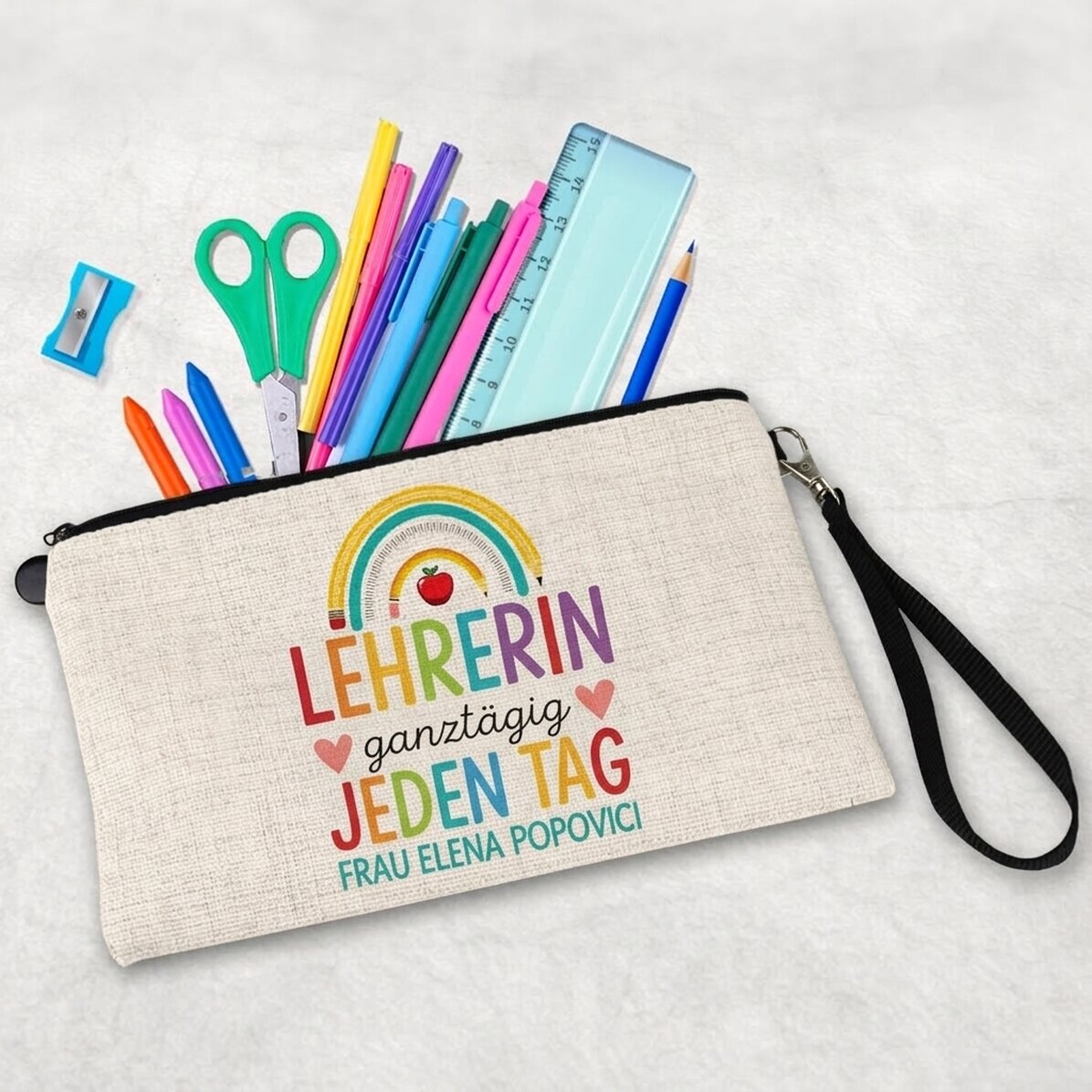 Personalisiertes Lehrer-Set mit Text – „Teacher all day“
