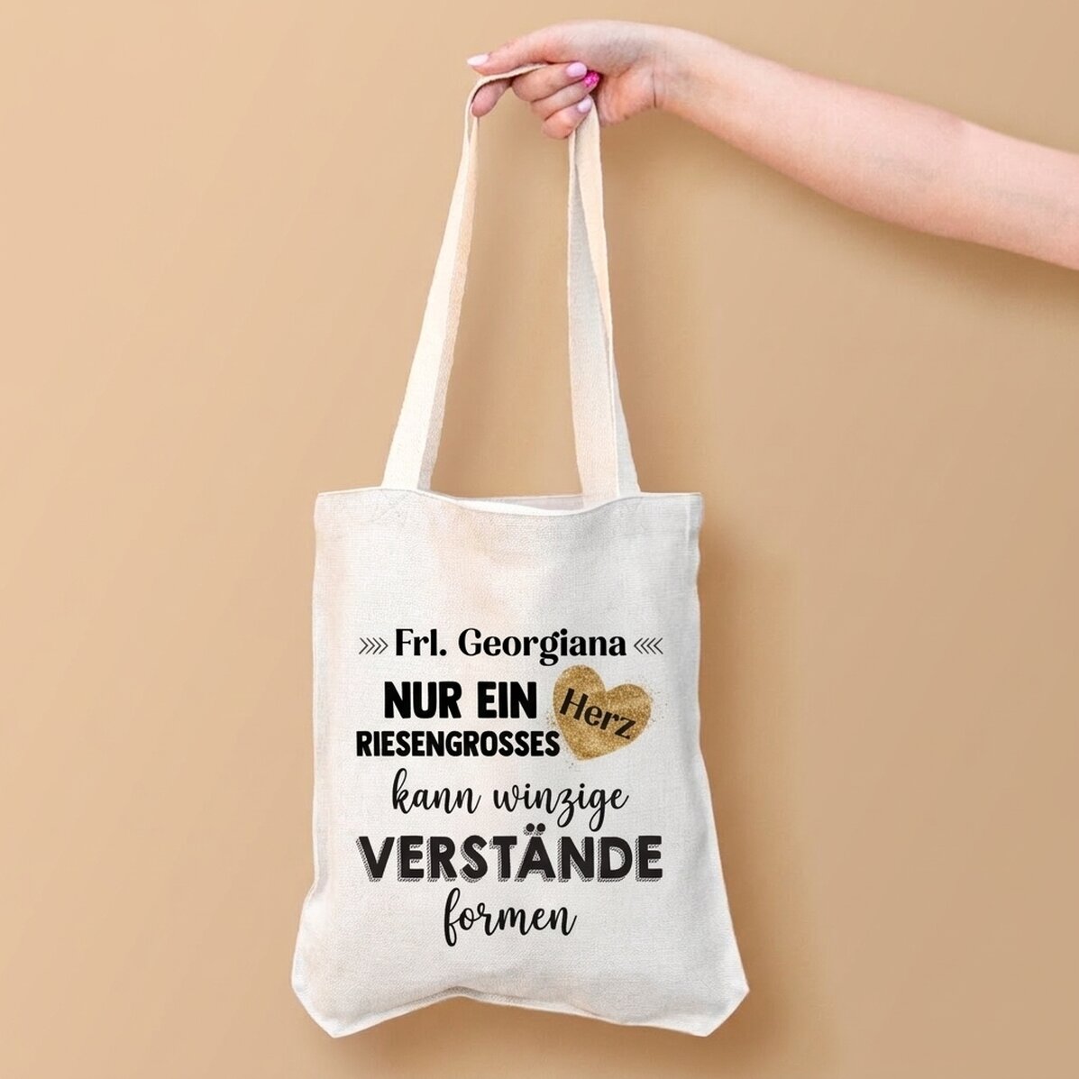 Personalisierte Tasche mit Aufdruck – Das Herz eines Lehrers