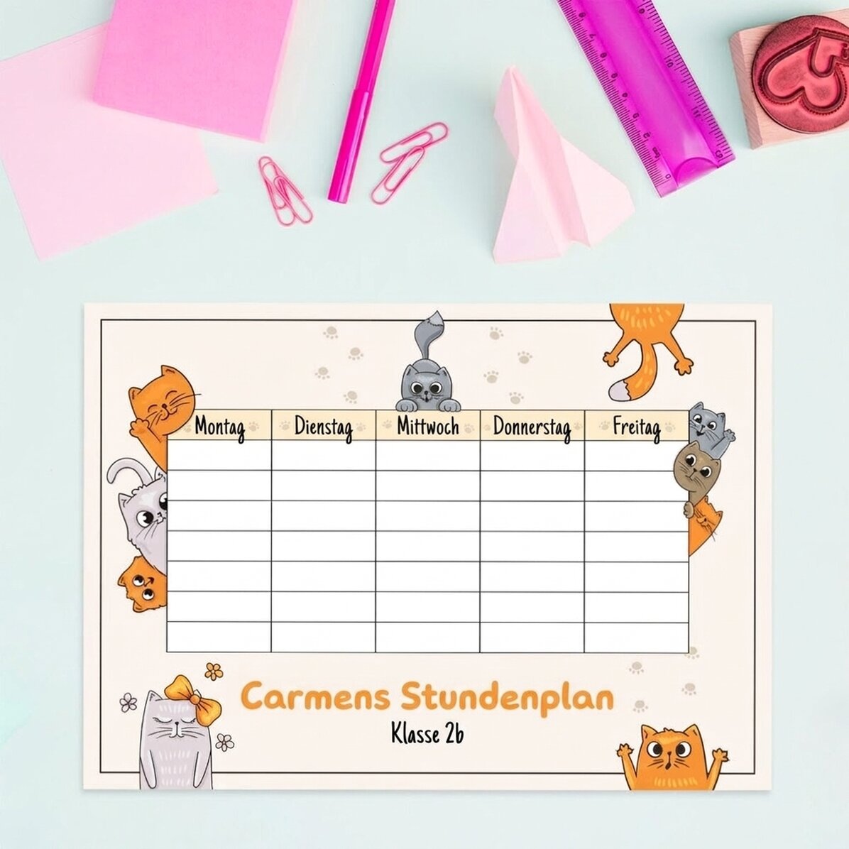 Individuell gestalteter Stundenplan mit Text – Kittens