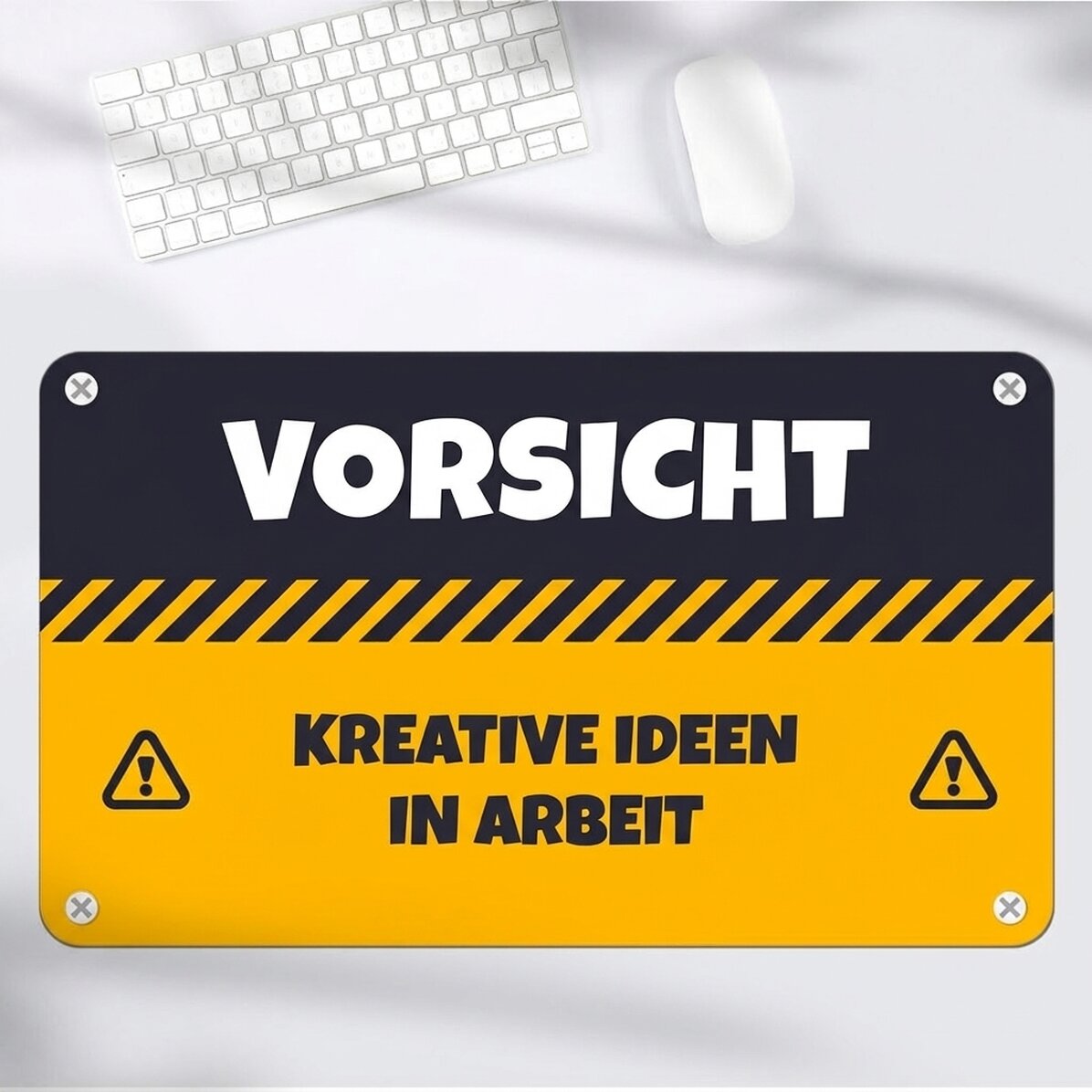 Individuell gestaltetes XXL-Mauspad mit Text – CAUTION