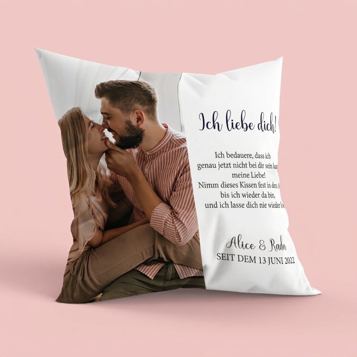 Personalisiertes Kissen mit Foto und Botschaft, großes Format