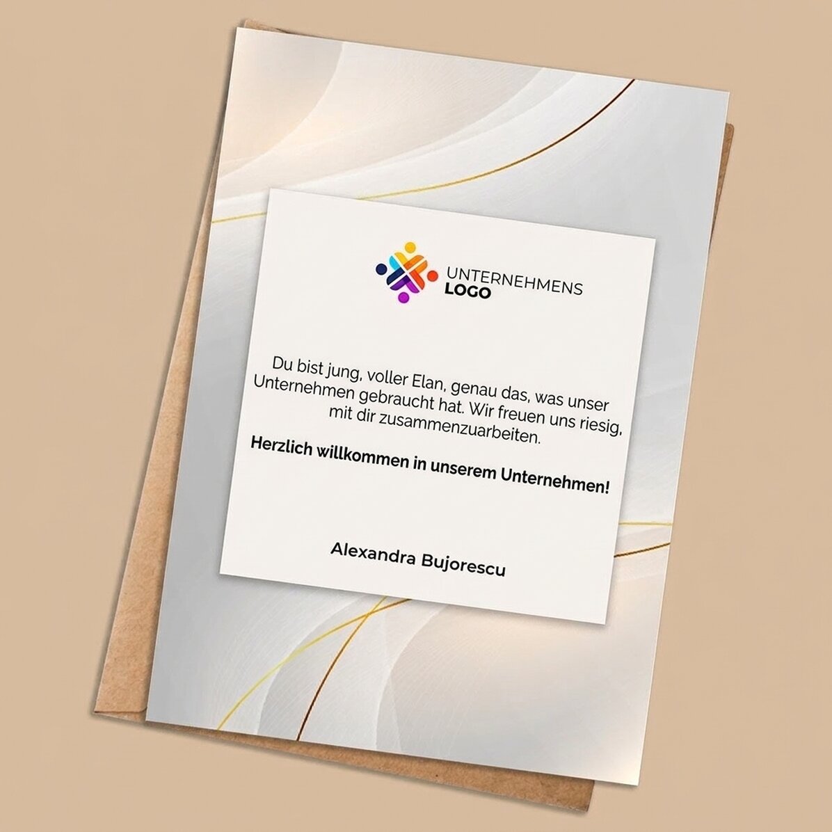 Personalisierte Karte mit Logo und Text – Welcome
