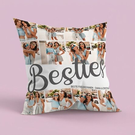 Personalisiertes Kissen mit 12 Fotos, großes Format – Besties