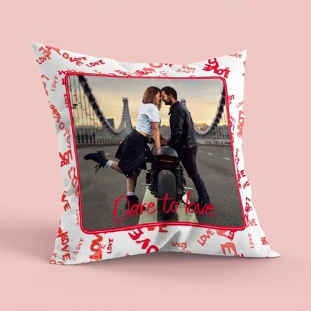 Personalisiertes Kissen mit 5 Fotos, großes Format – Dare to love