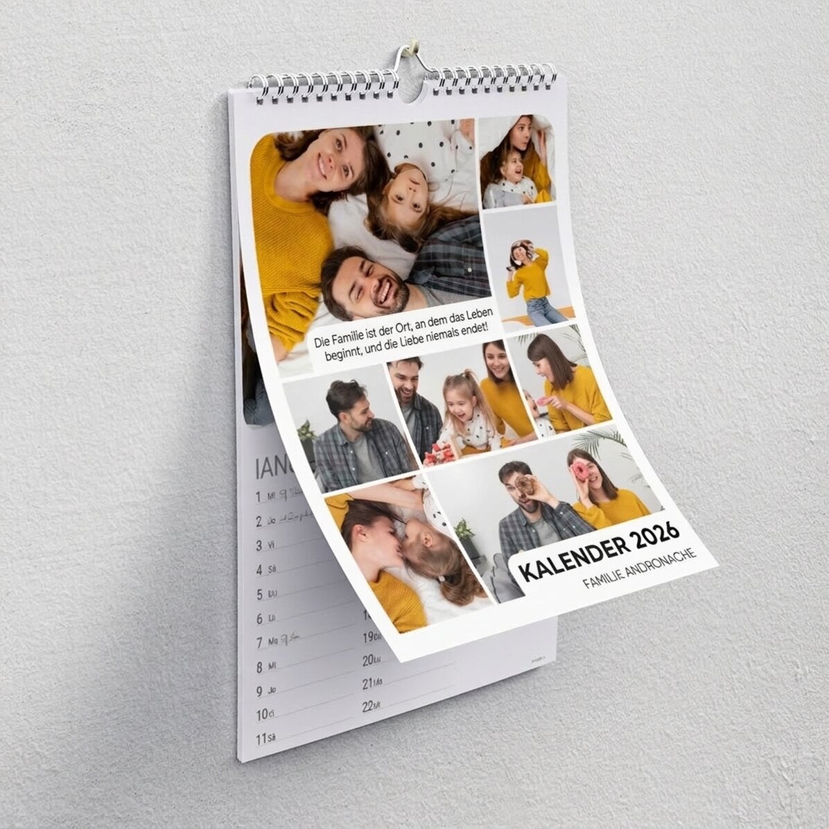 Individuell gestalteter Kalender mit Fotos und einer Botschaft