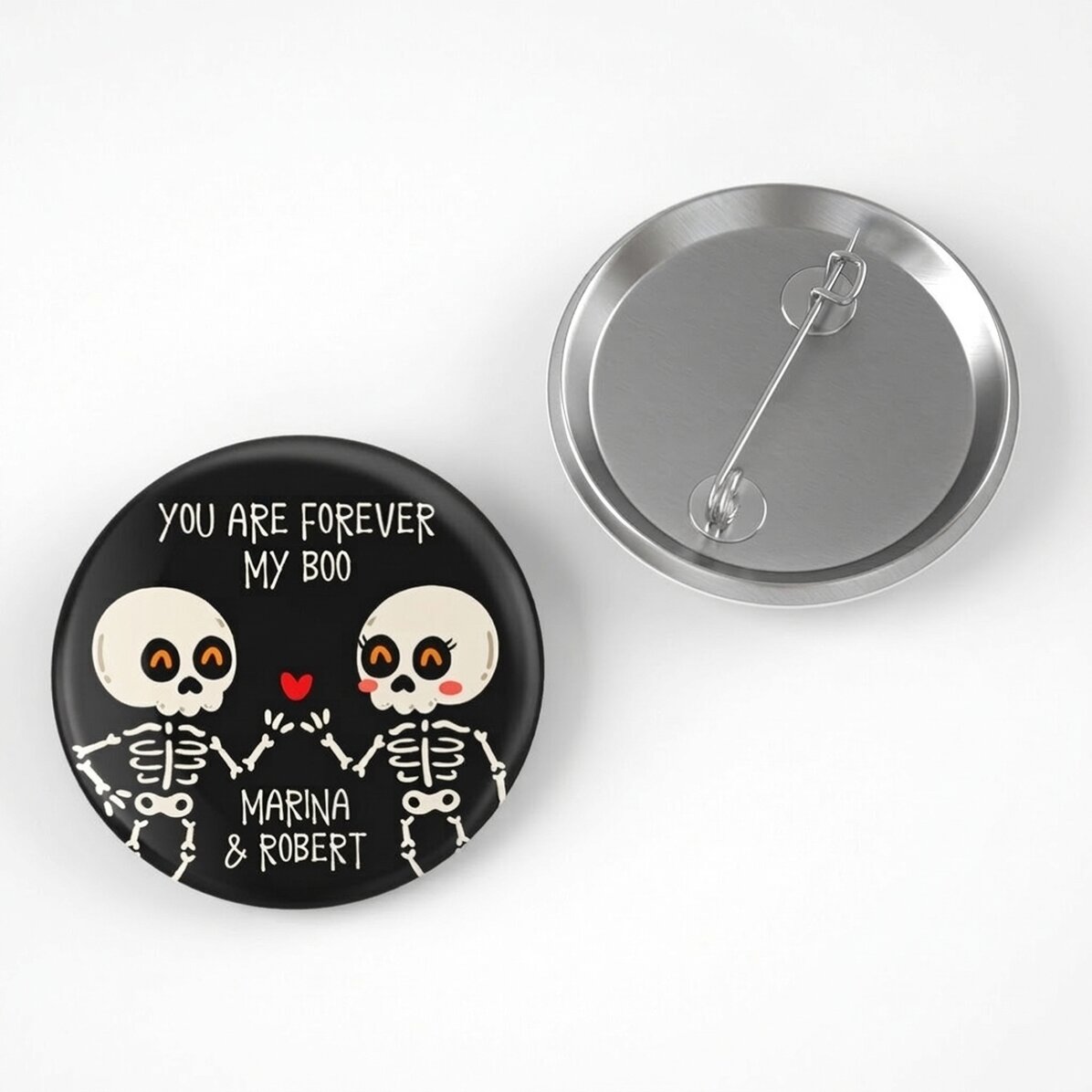 Personalisiertes Button mit Text – Halloween-Paar