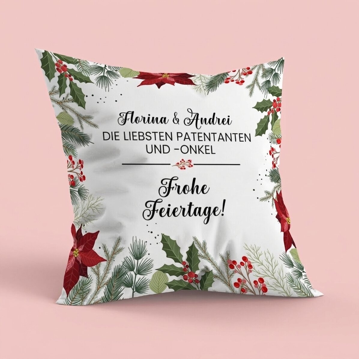Personalisiertes Kissen mit Weihnachtsbotschaft