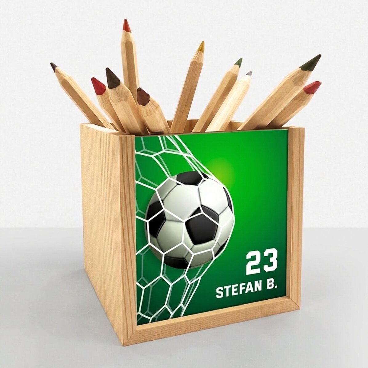 Personalisierter Stifthalter mit Namen – Fußball