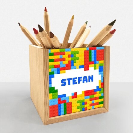 Personalisierter Stifthalter mit Namen – Lego