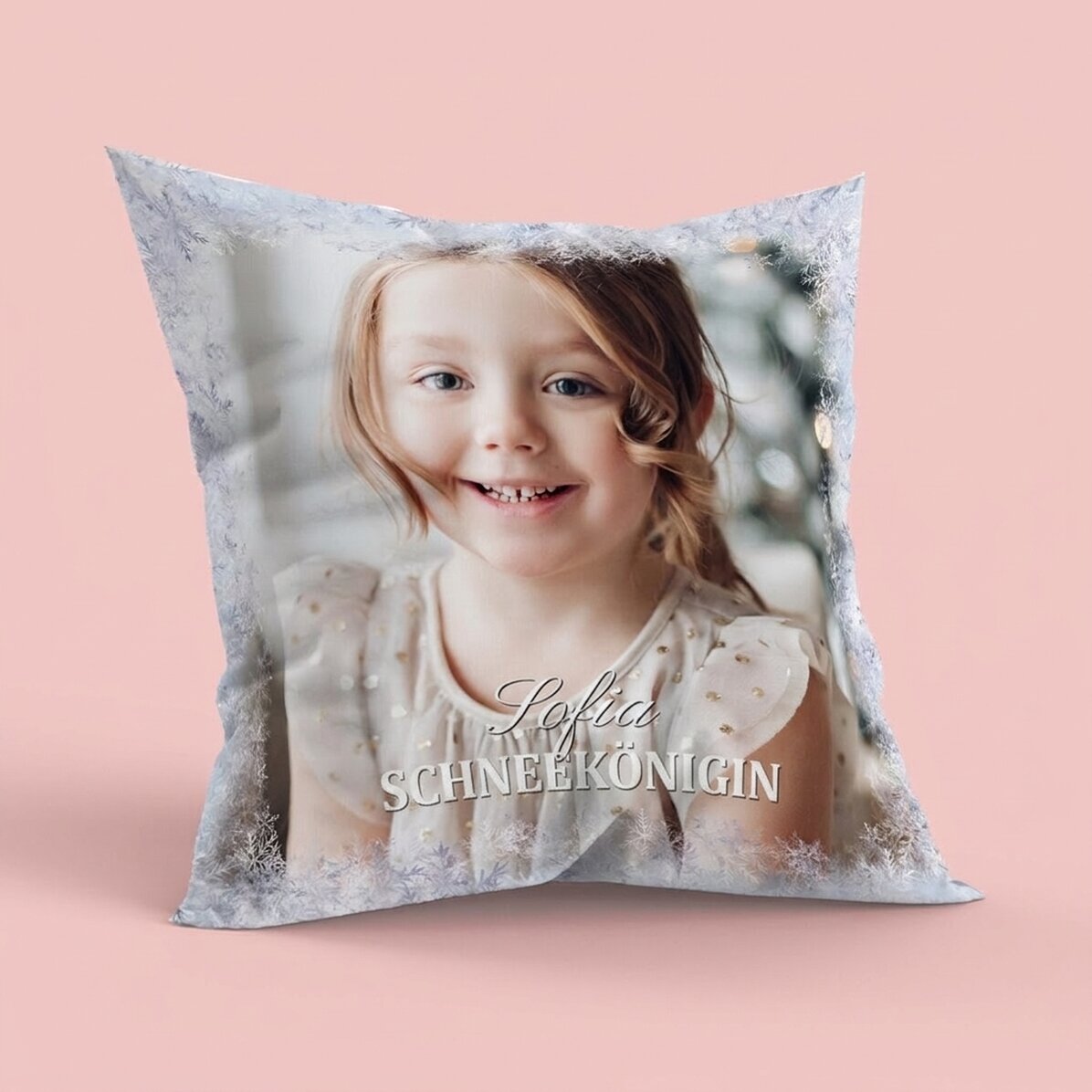 Personalisiertes Kissen mit Foto und Text, großes Format – Winter