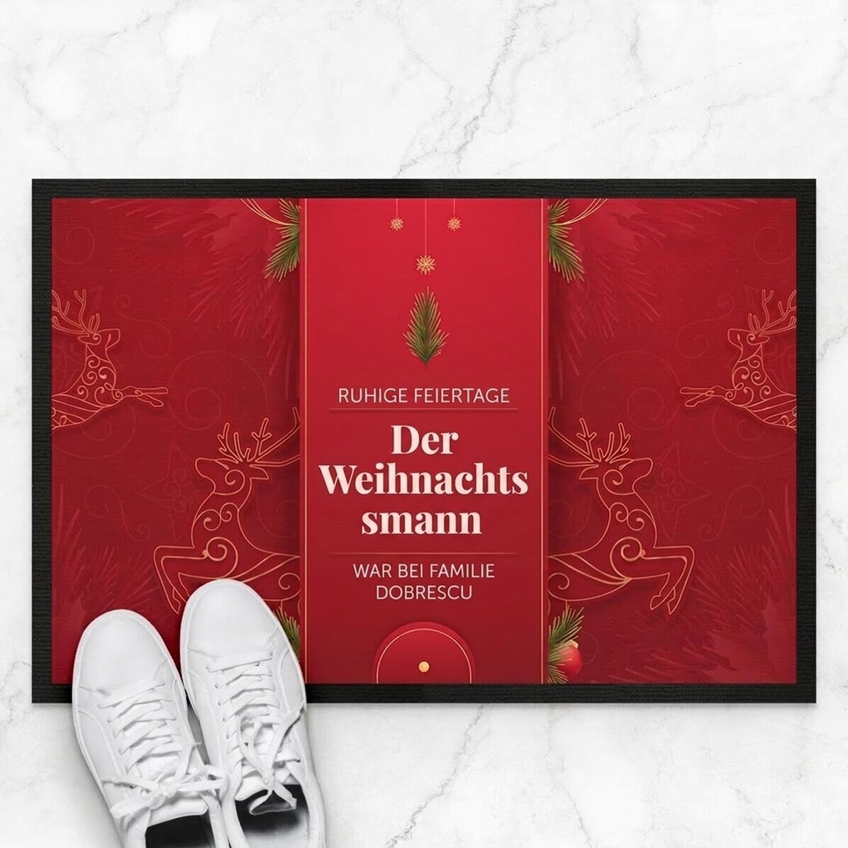 Individuell gestaltete Eingangsmatte mit Schriftzug – Luxury Reindeers