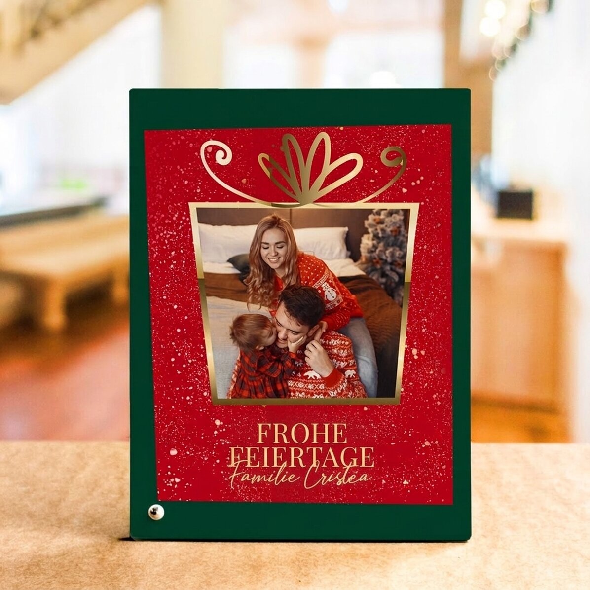 Personalisierter Fotorahmen für den Schreibtisch mit Foto und Text – Weihnachtsgeschenk