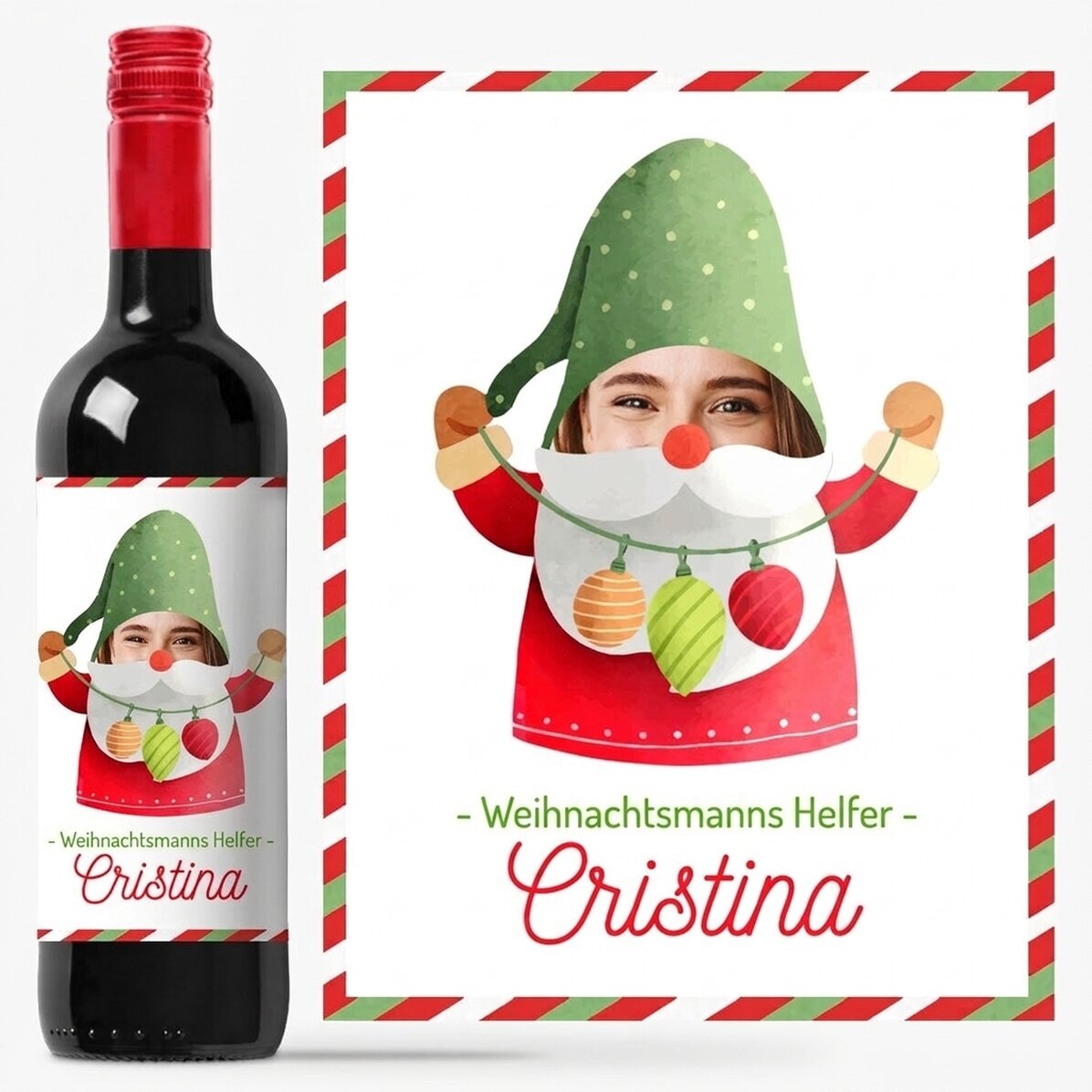 Personalisierter Wein mit Foto und Botschaft – Santa