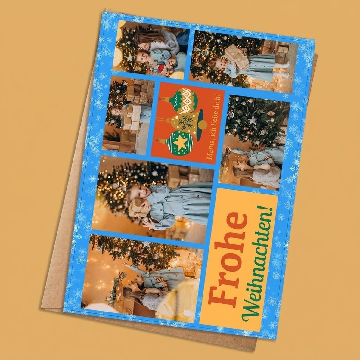 Individuell gestaltete Karte mit 6 Fotos und Text – Holly Jolly