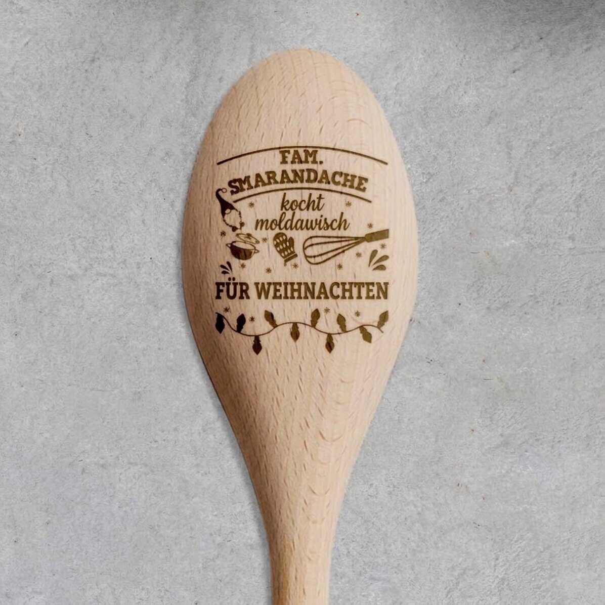 Personalisierter Holzlöffel mit Aufdruck – Weihnachten in der Küche