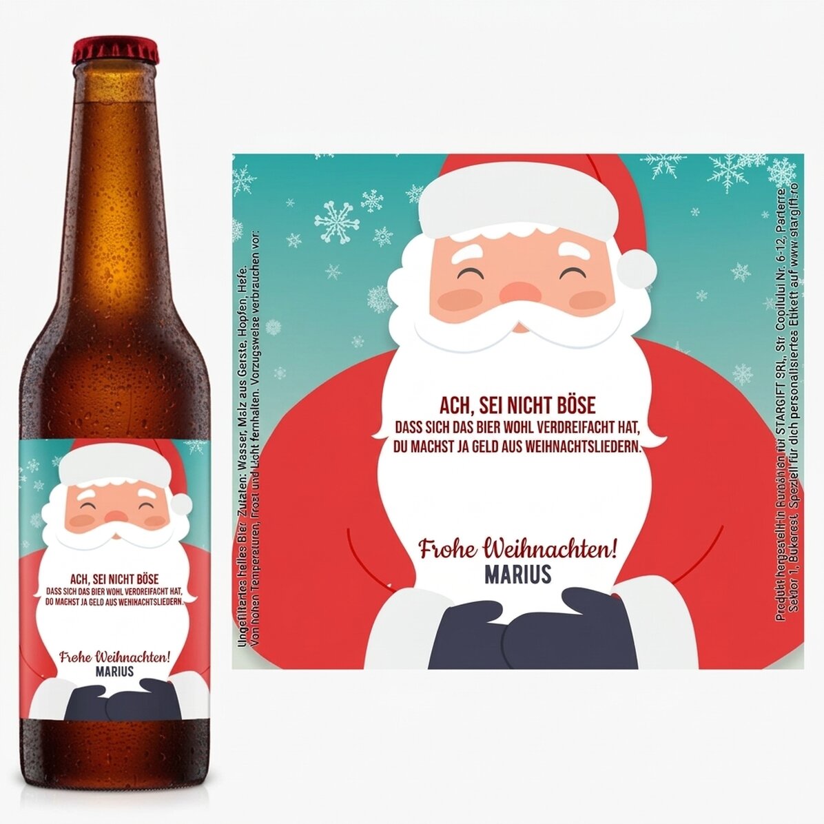 Bier mit individueller Beschriftung – Weihnachtsmann