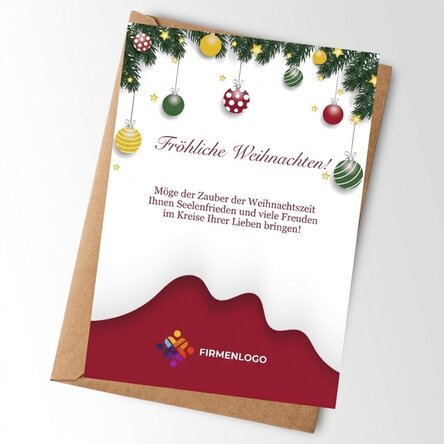 Individuell gestaltete Karte mit Logo und Text – Weihnachtskarte