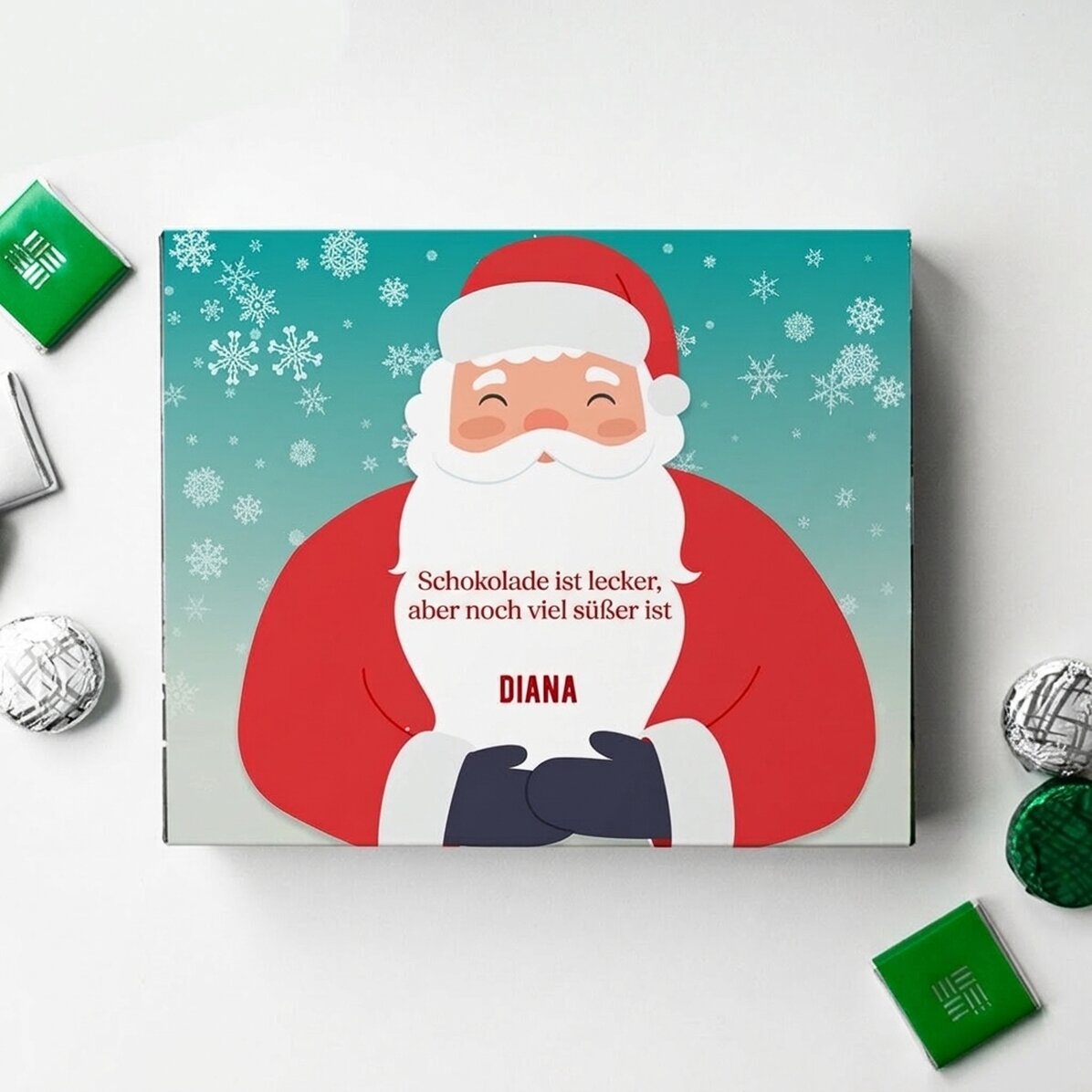 Personalisierte Pralinenschachtel mit Text – Weihnachtsmann
