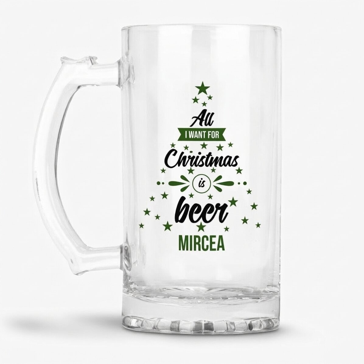 Personalisierter Bierkrug mit Aufdruck – „All I Want for Christmas“