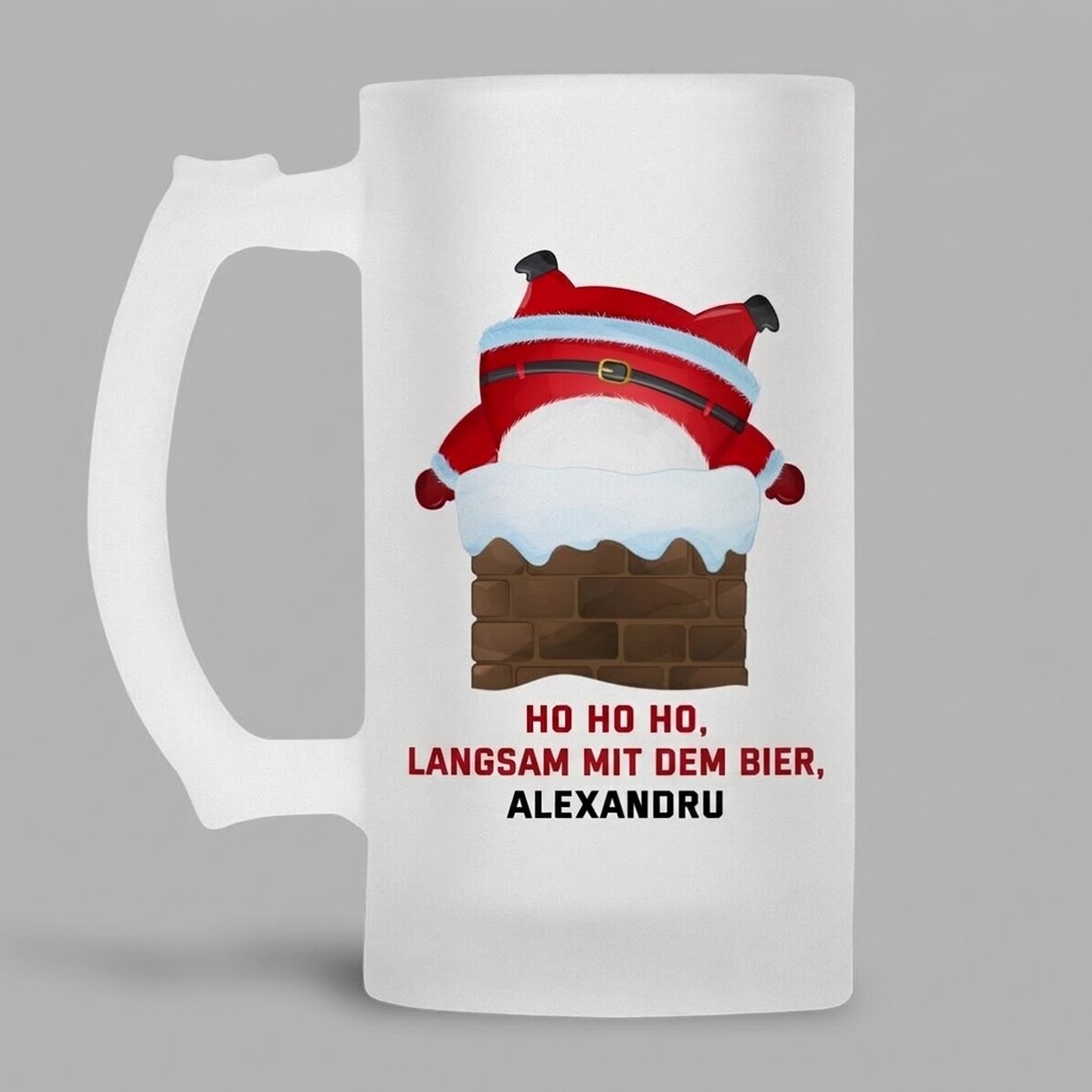 Personalisierter Bierkrug mit Aufdruck – HO HO HO