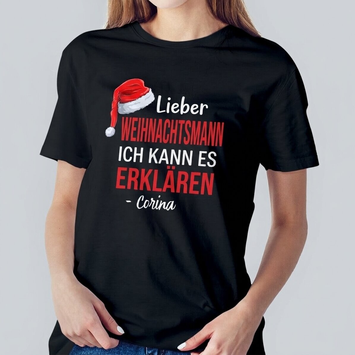 Personalisiertes Baumwoll-T-Shirt mit Aufdruck – Dear Santa