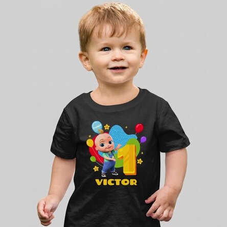 Personalisiertes Baumwoll-T-Shirt für Kinder mit Namen – Geburtstag mit Johny